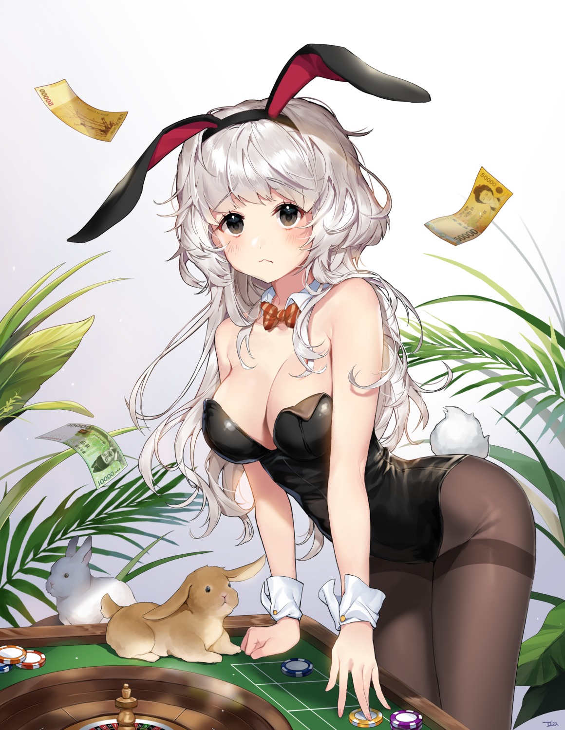 animal_ears, bunny_ears, bunny_girl, pantyhose, puckjjick_(belbesi19), tail