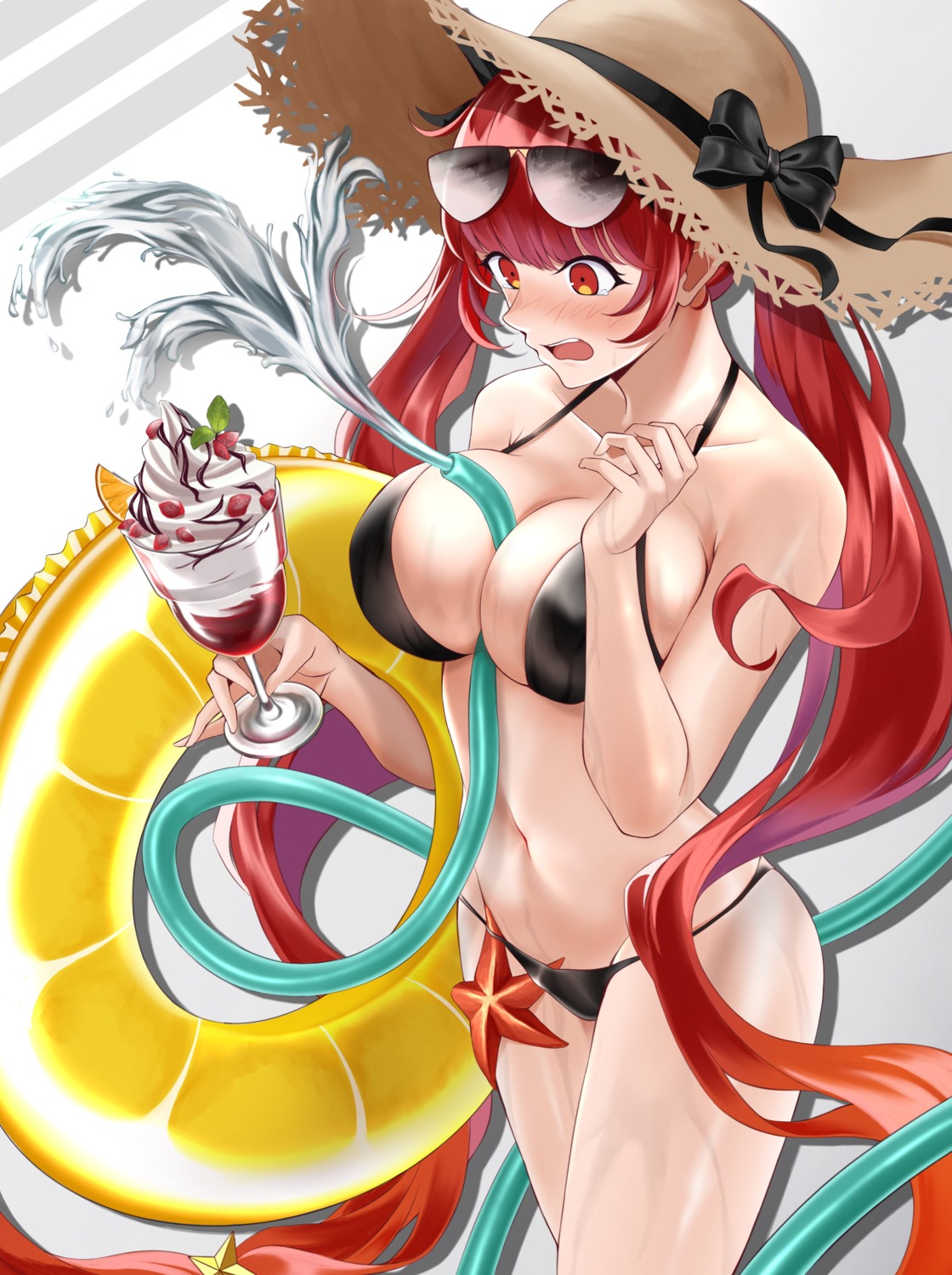 azur_lane, bikini, breast_hold, cleavage, honolulu_(azur_lane), megane, numaguro_(tomokun0808), swimsuits