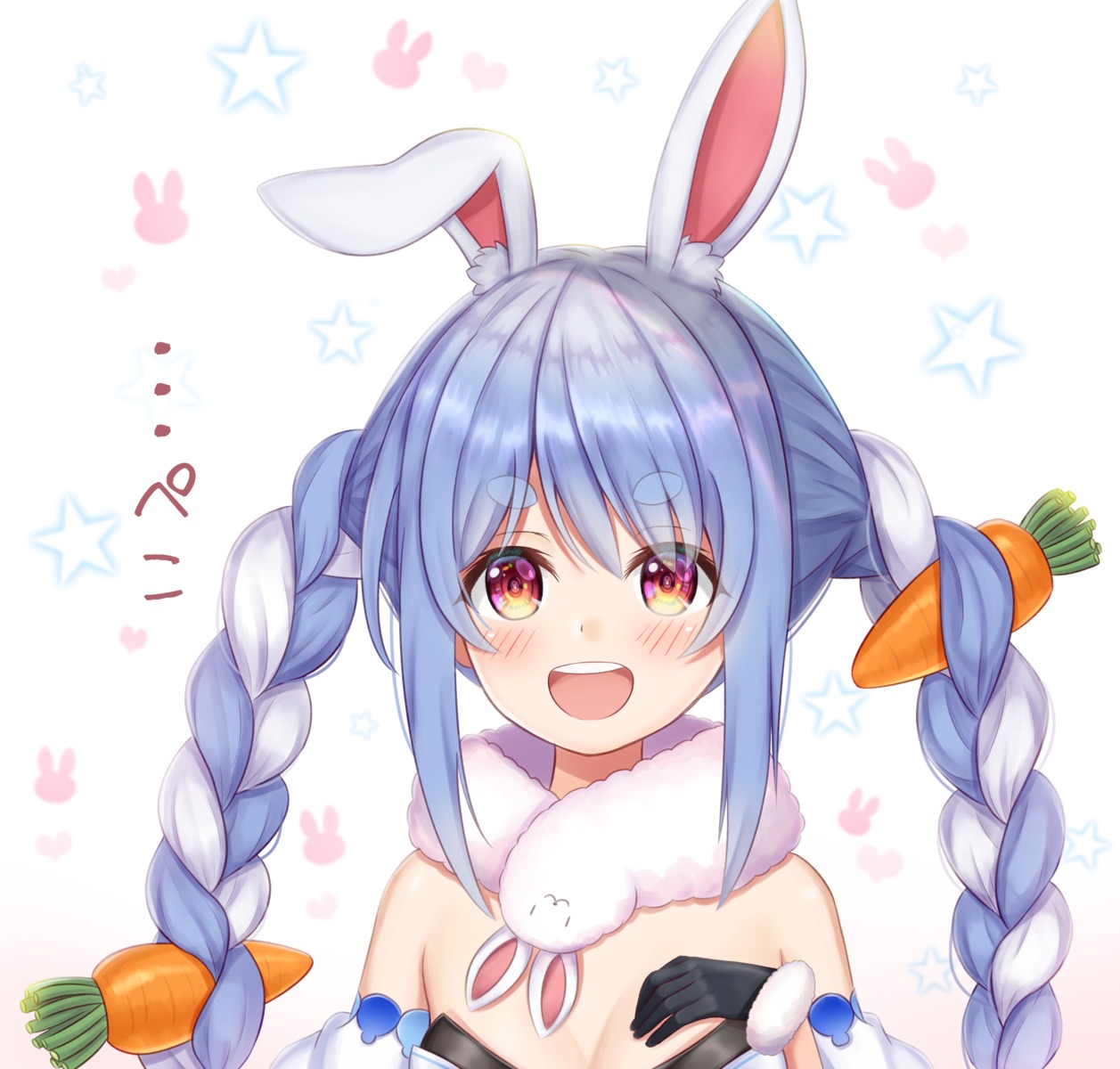 animal_ears, breast_hold, bunny_ears, cleavage, hololive, namekuji_ojiichan, usada_pekora