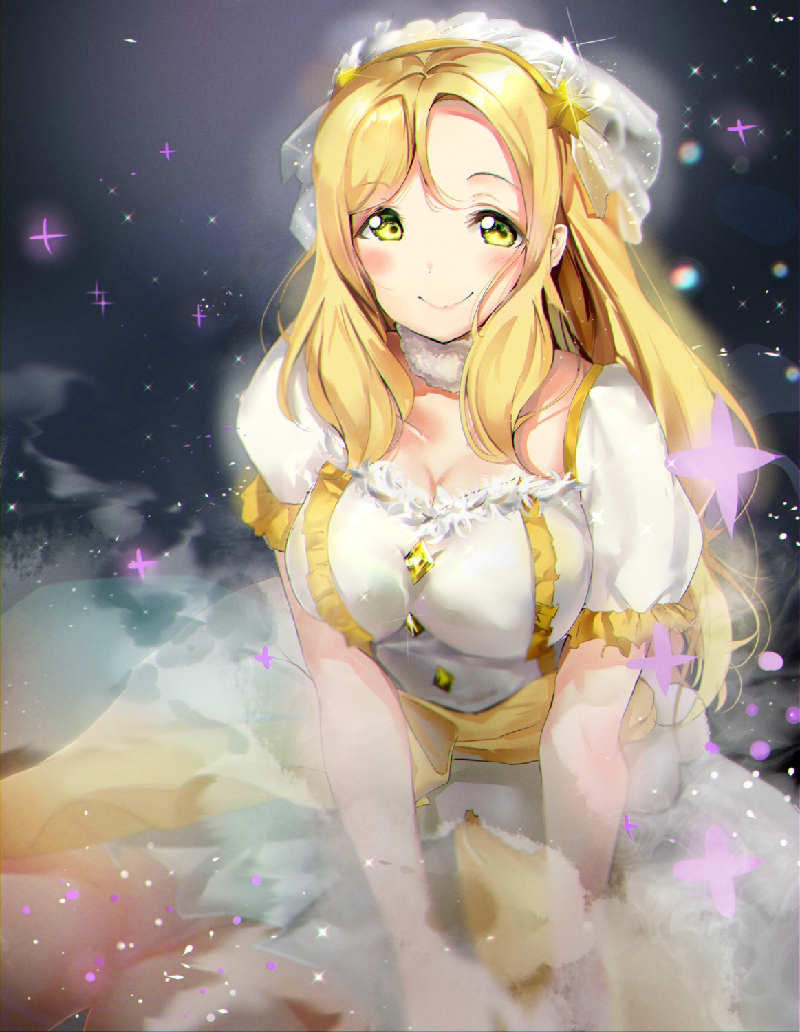 0364p, cleavage, dress, love_live!_(series), love_live!_sunshine!!, ohara_mari, thighhighs