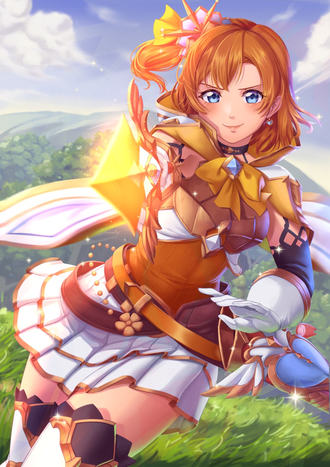 armor, cosplay, granblue_fantasy, kousaka_honoka, love_live!, love_live!_(series), raemn_(raemn2d), thighhighs, weapon