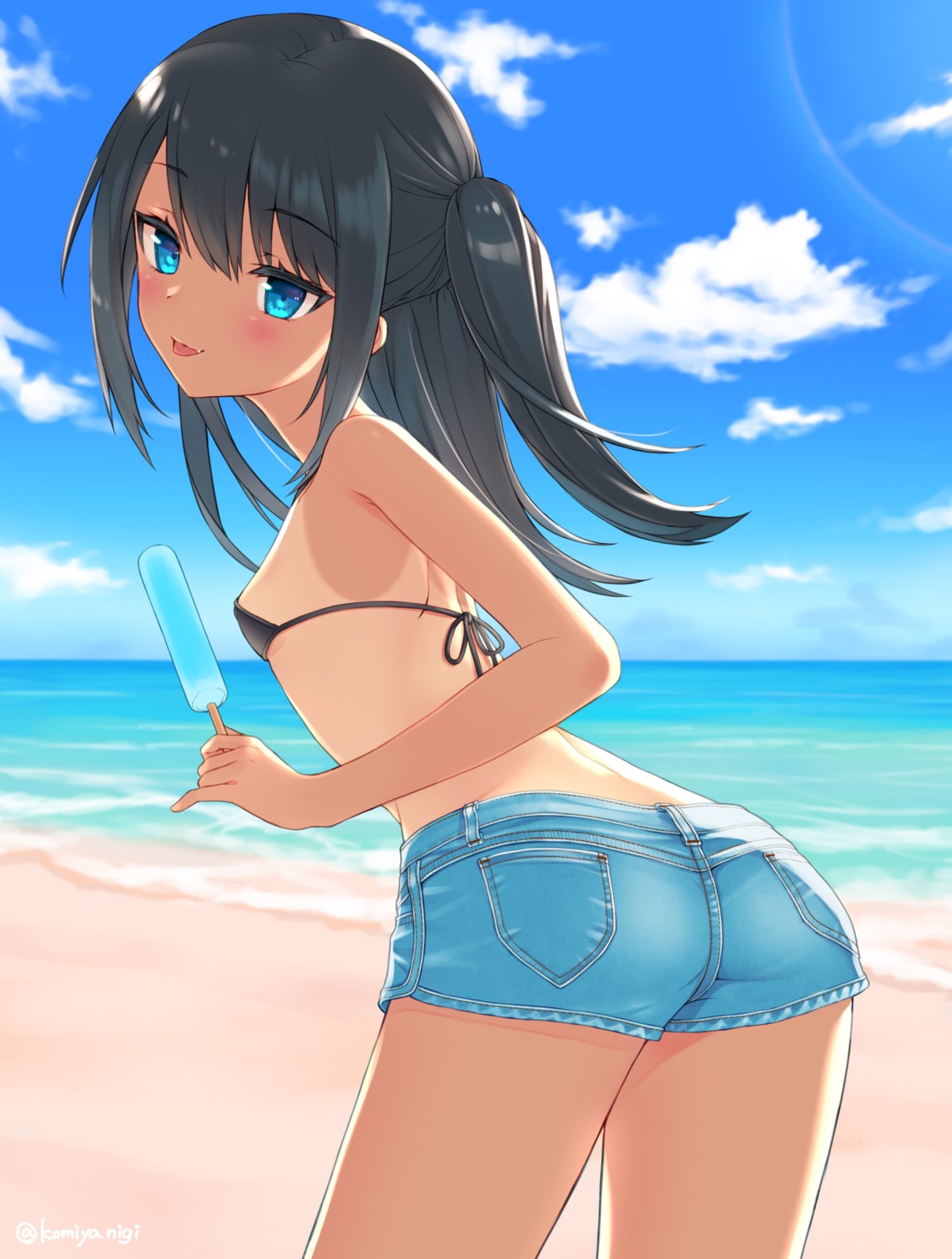 ass, bikini_top, komiya_nigi, swimsuits, tan_lines