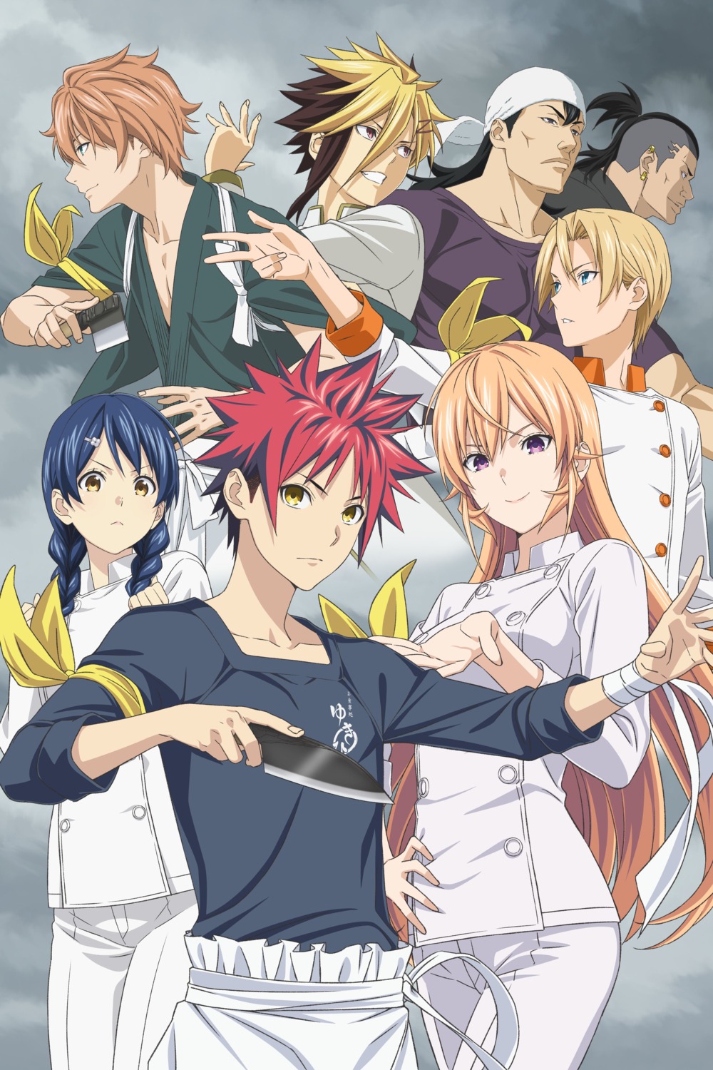 isshiki_satoshi, japanese_clothes, kuga_terunori, megishima_tousuke, mimasaka_subaru, nakiri_erina, shokugeki_no_soma, tadokoro_megumi, tagme, takumi_aldini, uniform, yukihira_souma