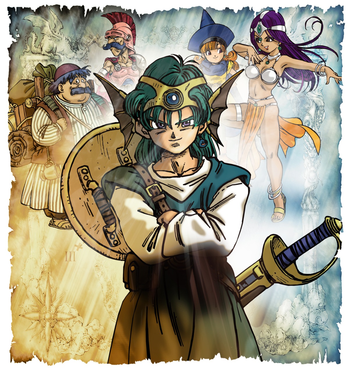 alena, armor, bikini_top, dragon_quest, dragon_quest_iv, garter, hero_(dq4), manya