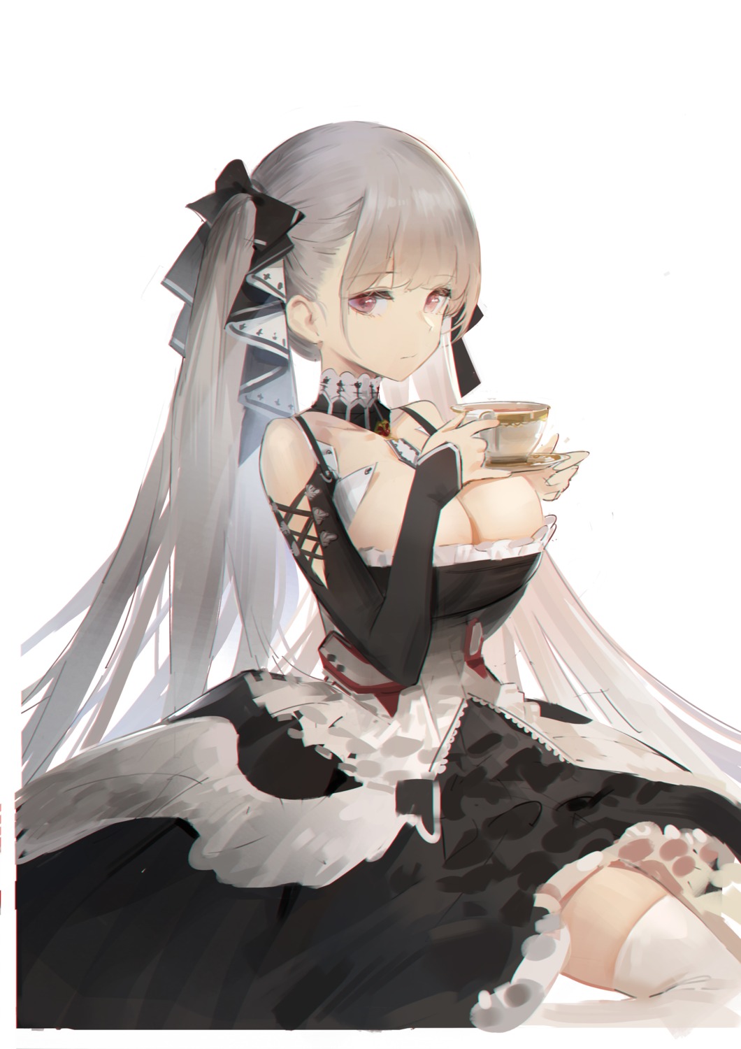 azur_lane, breast_hold, dokshuri, formidable_(azur_lane), gothic_lolita, lolita_fashion, no_bra, thighhighs