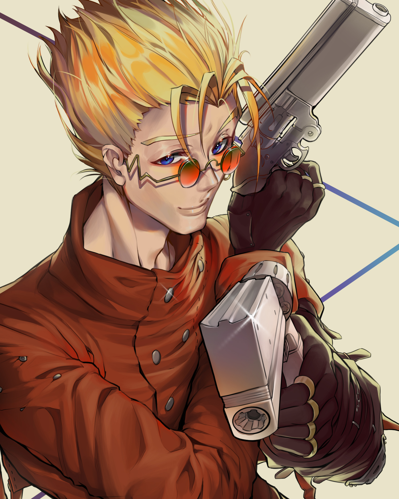 ash_(artist), gun, male, megane, trigun, vash_the_stampede