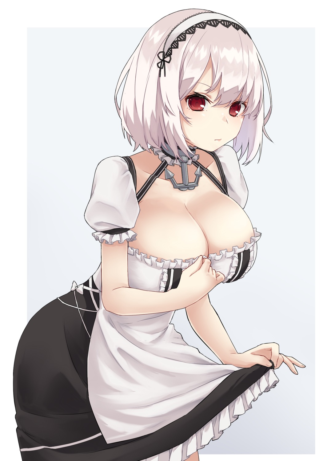 azur_lane, breast_hold, cleavage, maid, namec0, sirius_(azur_lane), skirt_lift