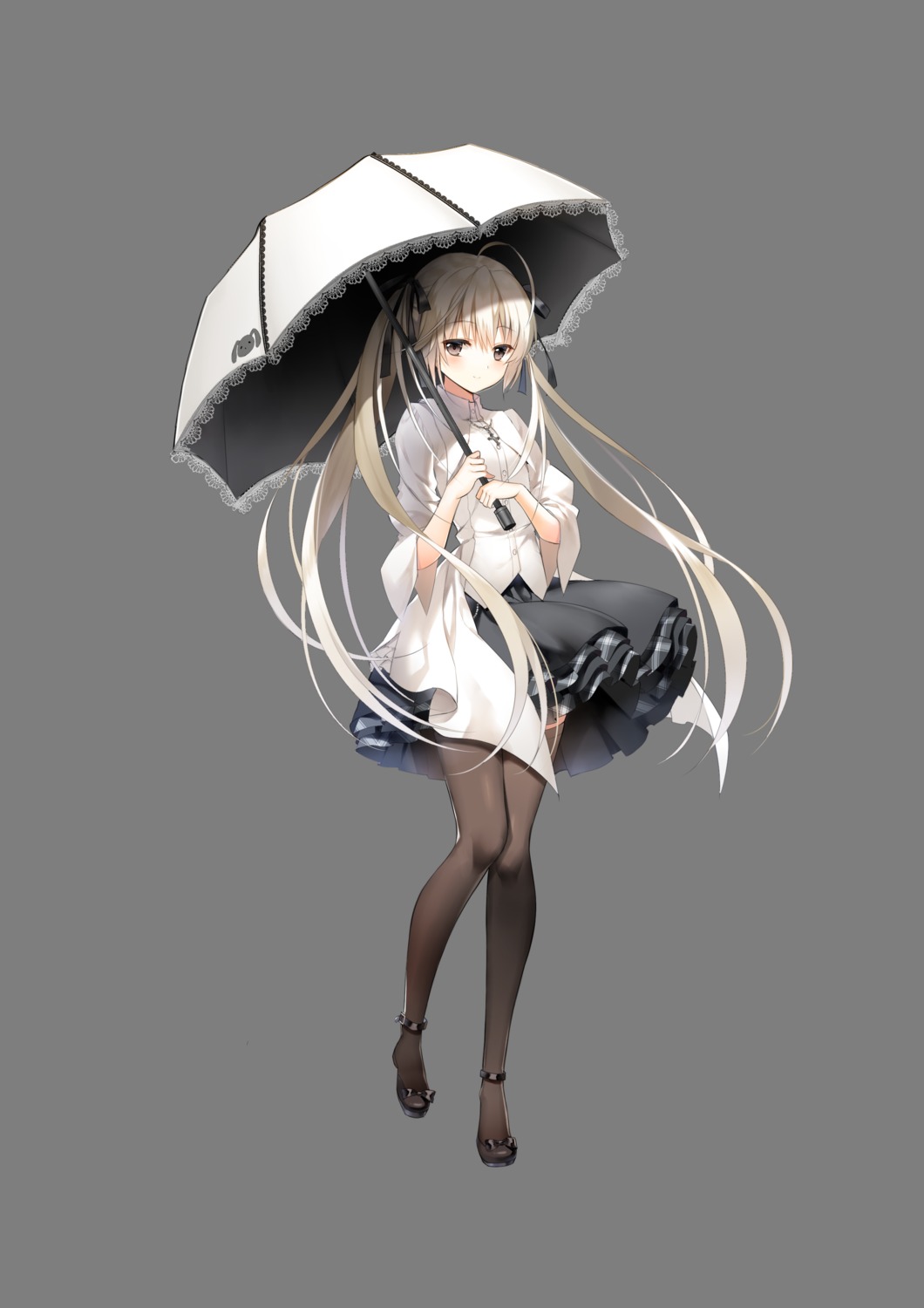 jiji_(381134808), kasugano_sora, skirt_lift, thighhighs, transparent_png, umbrella, yosuga_no_sora