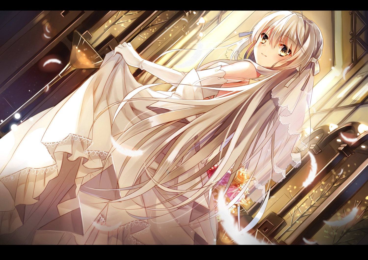 dress, jiji_(381134808), kasugano_sora, see_through, skirt_lift, wedding_dress, yosuga_no_sora