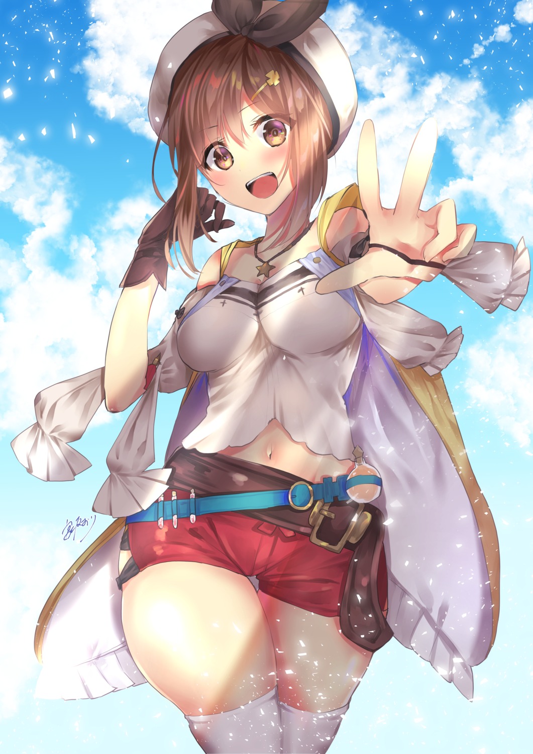 atelier, atelier_ryza, cleavage, reisalin_stout, sakamiya_tsuto, thighhighs