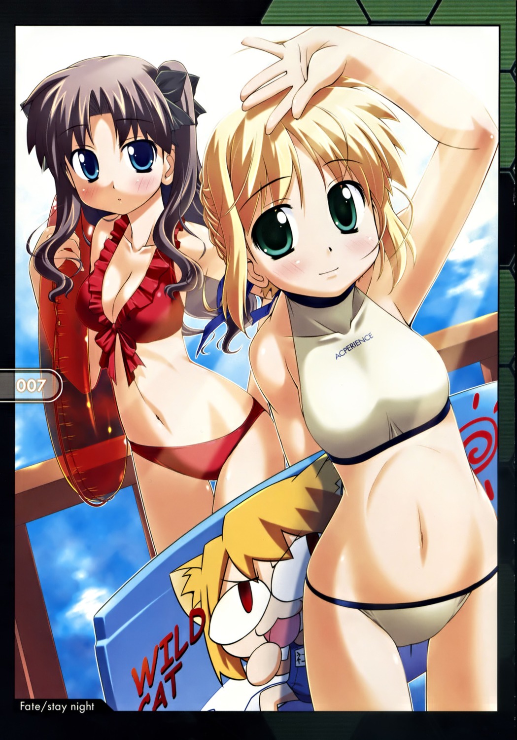 artoria_pendragon_(fate), bakutendou, bakutendou_(circle), bikini, cleavage, fate/stay_night, jpeg_artifacts, swimsuits