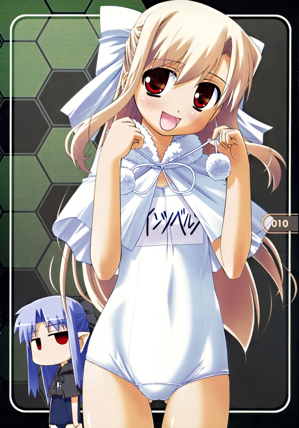 bakutendou, bakutendou_(circle), fate/stay_night, illyasviel_von_einzbern, jpeg_artifacts, len, school_swimsuit, swimsuits