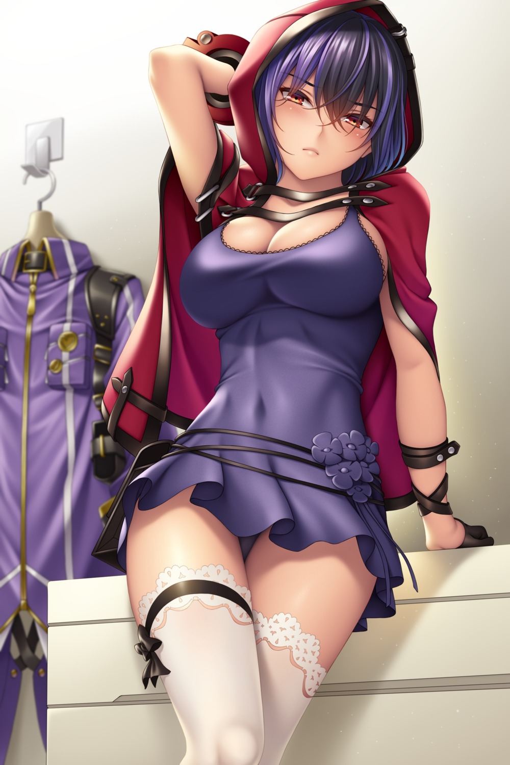 cleavage, dress, god_eater, sera_kisaragi, thighhighs, watanuki_kaname