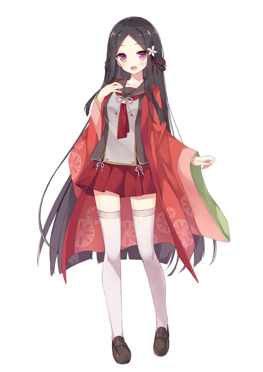 hoshi, japanese_clothes, onogawa_komachi, onsen_musume, seifuku, thighhighs