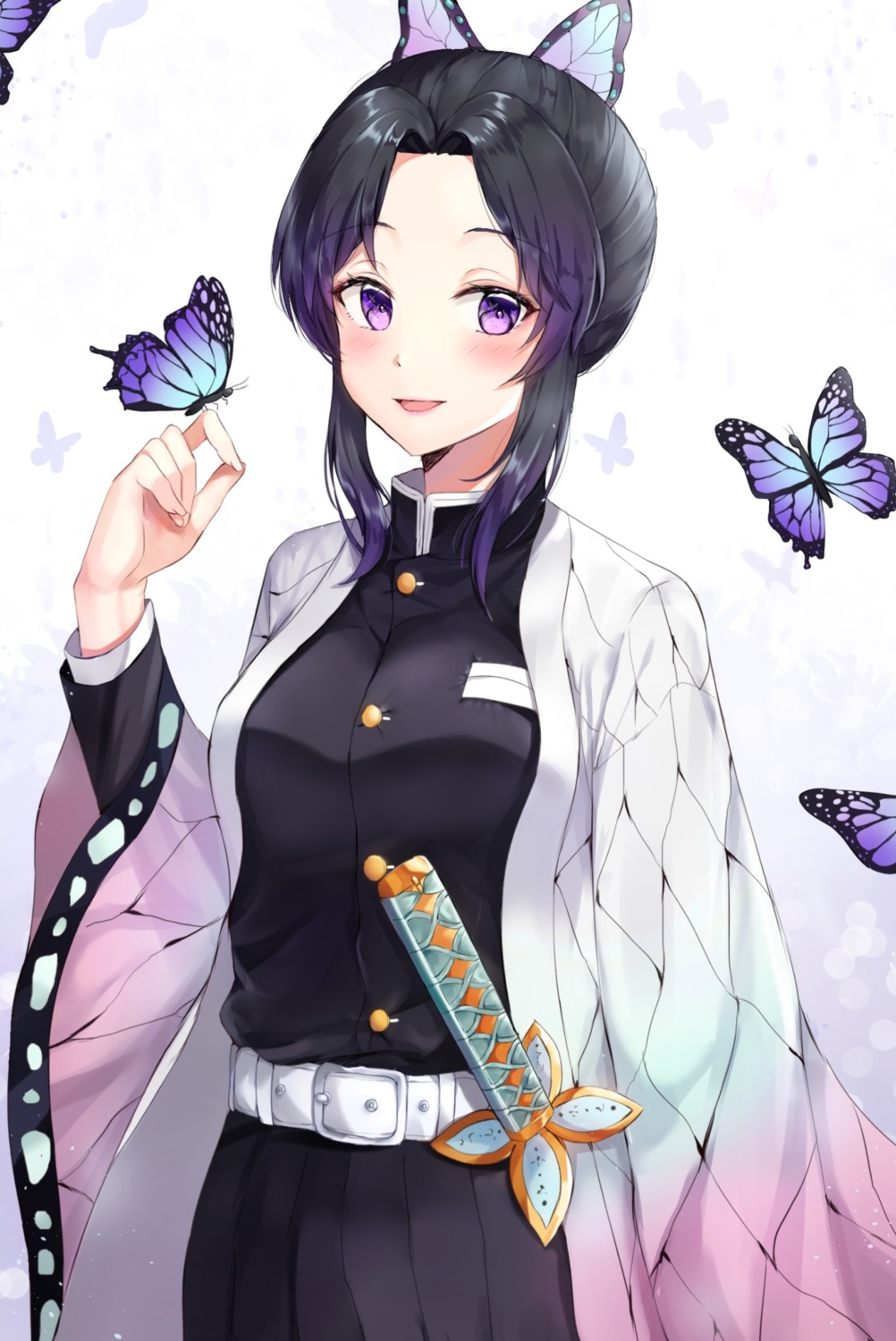 japanese_clothes, kimetsu_no_yaiba, kochou_shinobu, kubong, sword, uniform