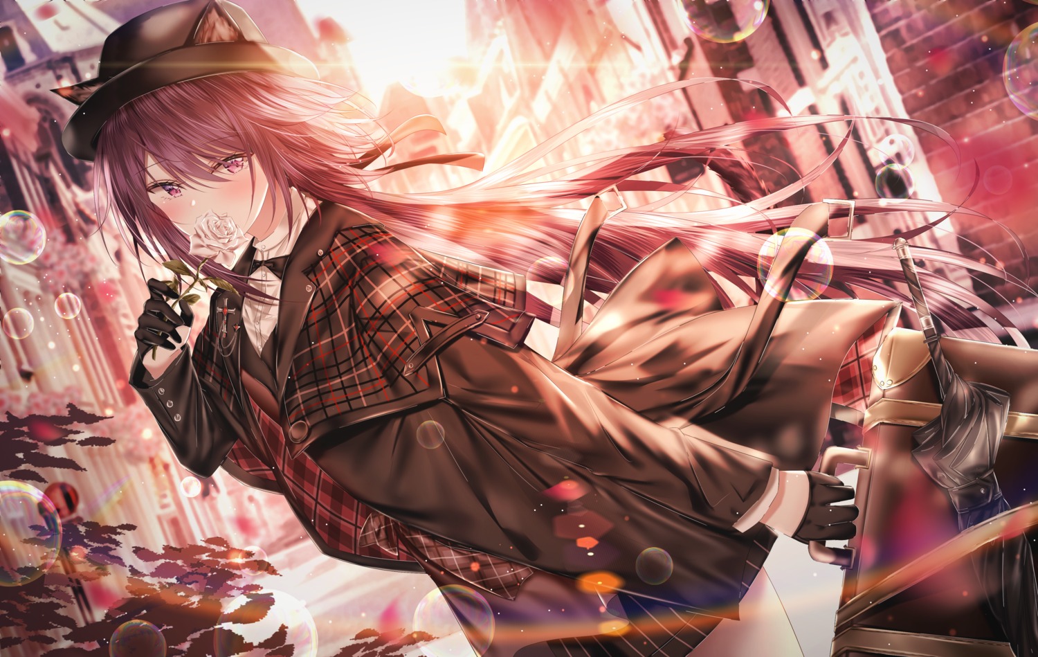 animal_ears, arknights, junpaku_karen, melantha_(arknights), nekomimi, umbrella