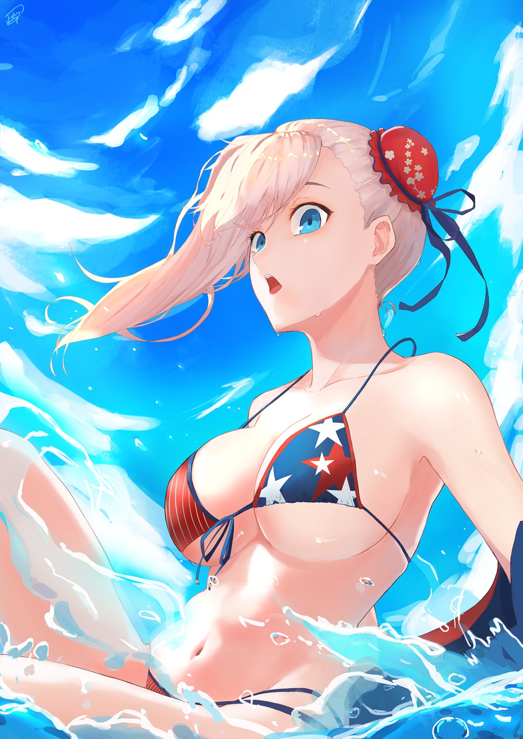 bikini, fate/grand_order, fishofthelakes, miyamoto_musashi_(fate), swimsuits, wet