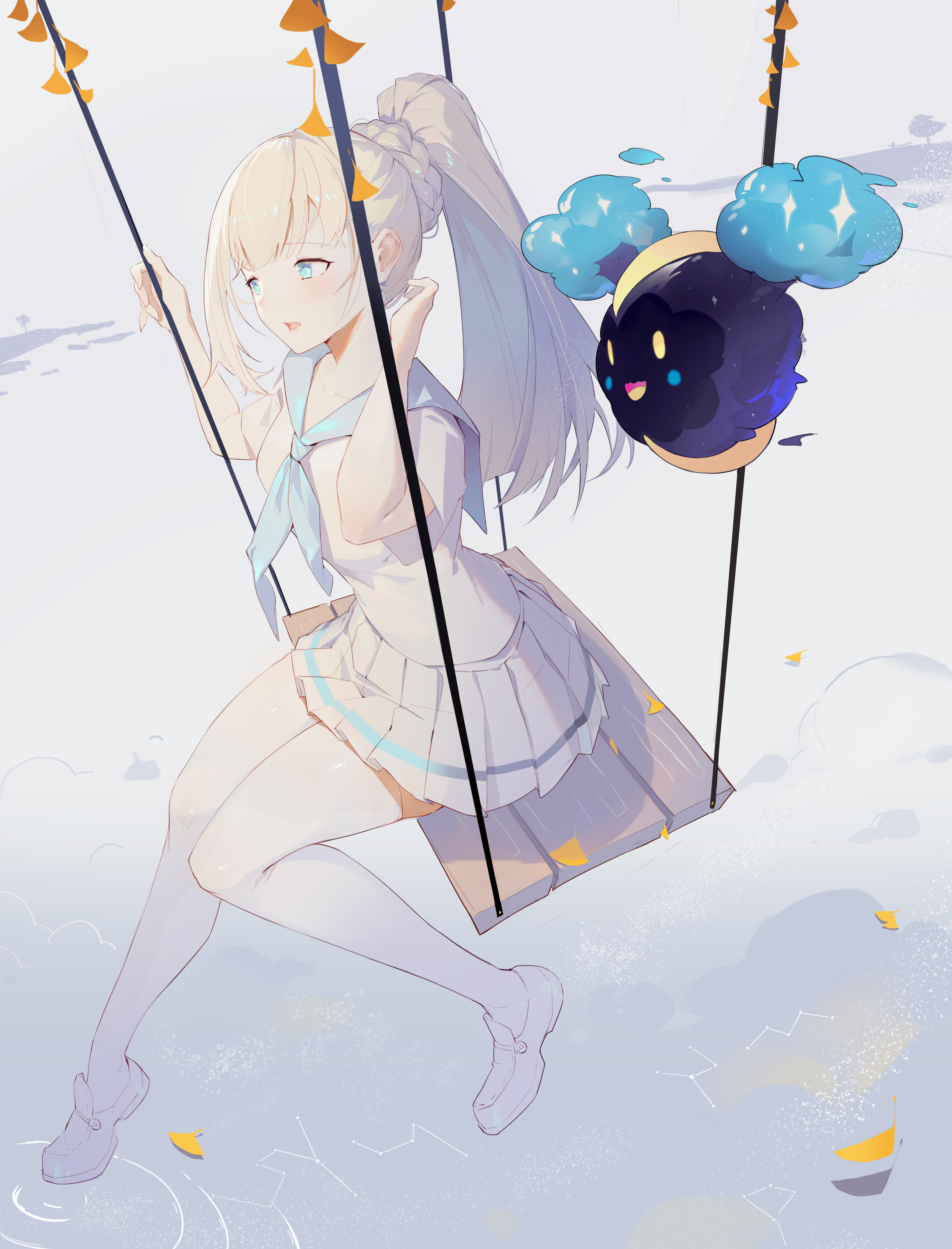 cosmog, helic_(7317helic), lillie_(pokemon), pokemon, pokemon_sm, pokemon_usum, seifuku, thighhighs