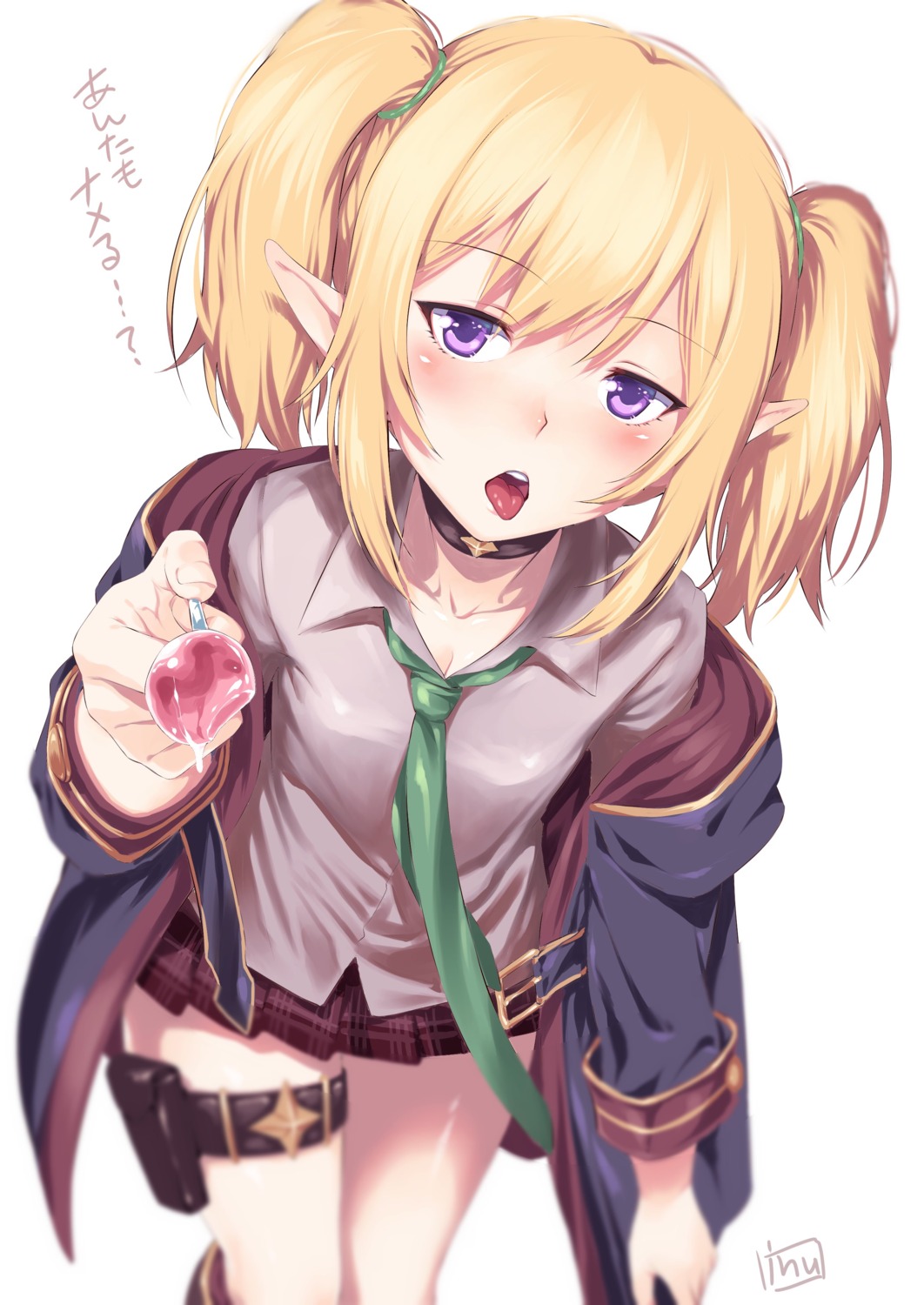 cleavage, garter, inu_(aerodog), pointy_ears, seifuku