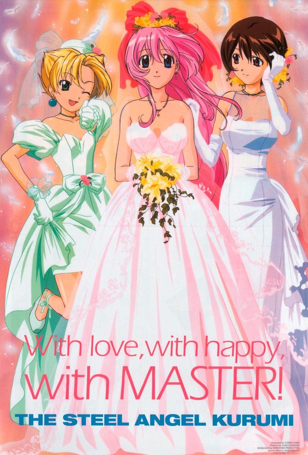 chiba_yuriko, dress, karinka, kurumi, saki_(steel_angel_kurumi), steel_angel_kurumi, wedding_dress