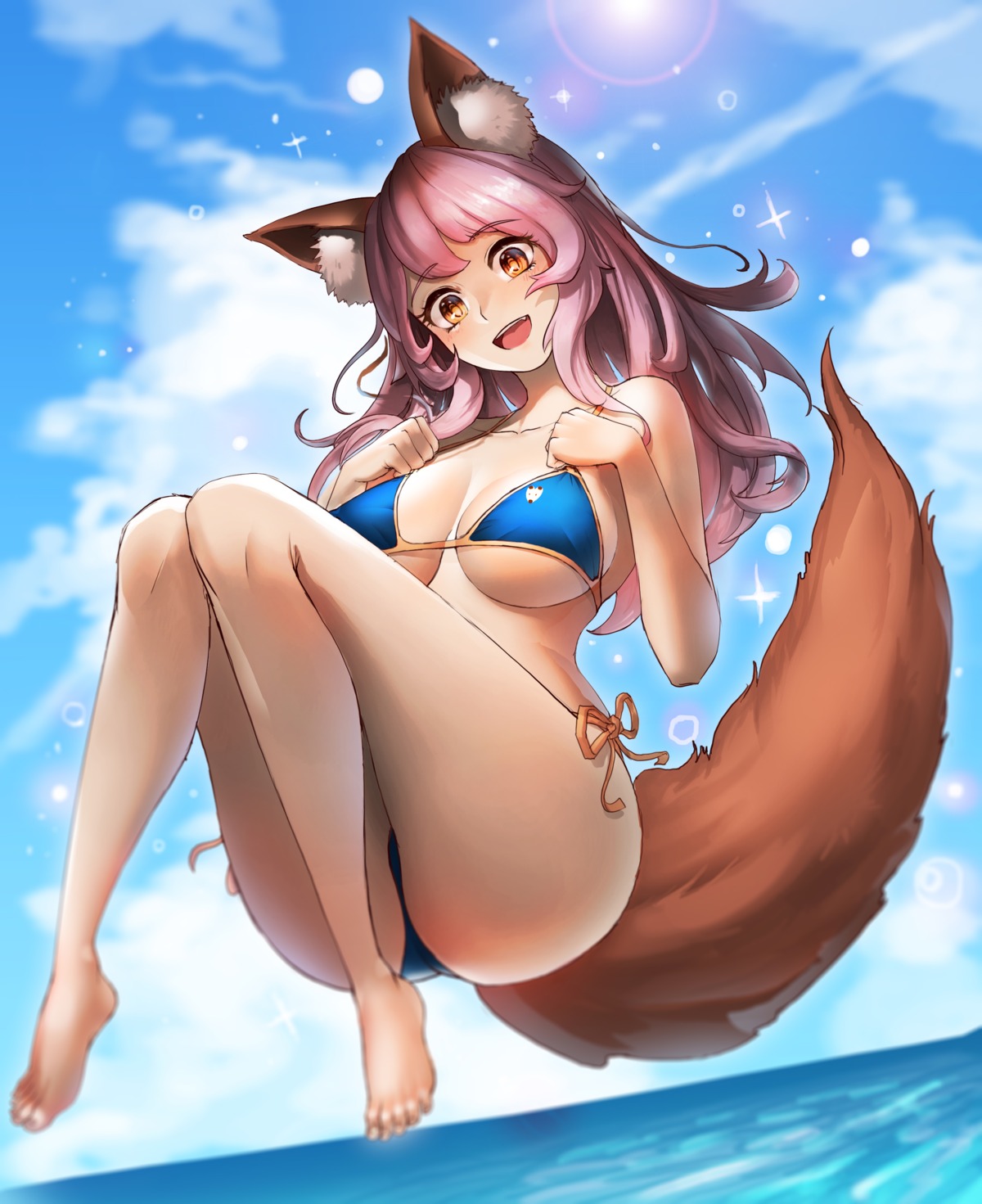 animal_ears, bikini, fate/grand_order, mingakk, swimsuits, tail, tamamo_no_mae, thong