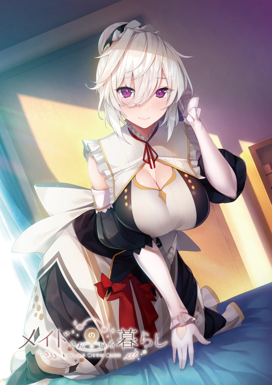 azarashi_soft, cleavage, eve_(maid-san_no_iru_kurashi), maid, maid-san_no_iru_kurashi, yaman