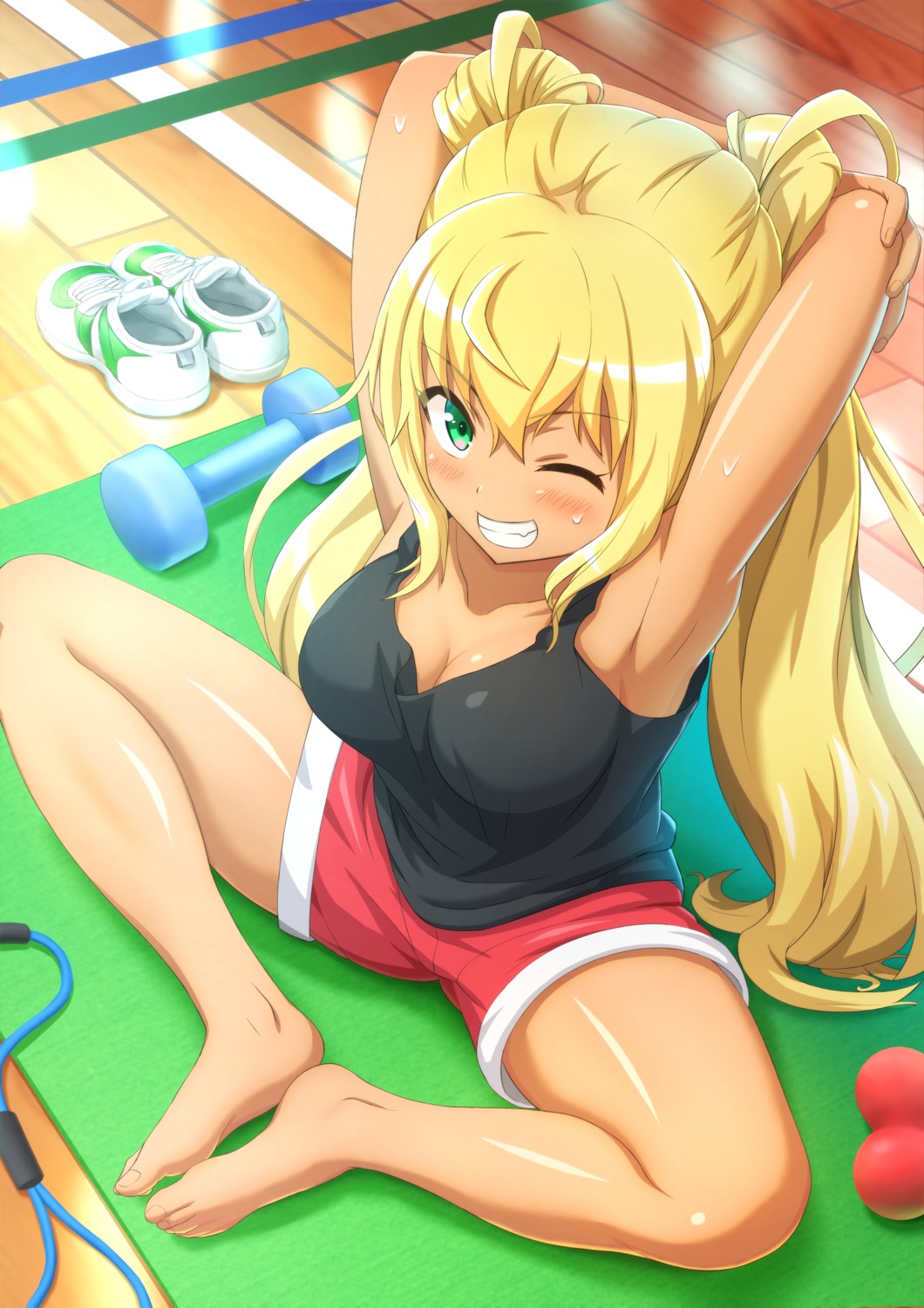 cedar_(artist), cleavage, dumbbell_nan-kilo_moteru?, feet, sakura_hibiki
