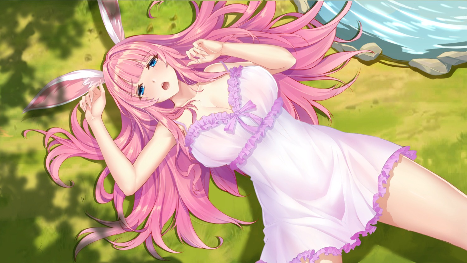animal_ears, bunny_ears, cleavage, dsgame, game_cg, lingerie, lost, tagme