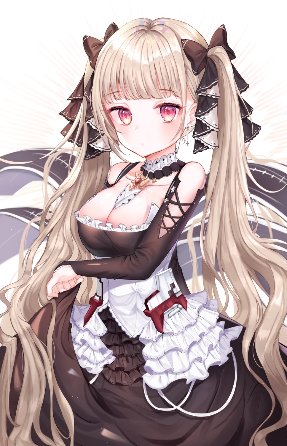 azur_lane, breast_hold, formidable_(azur_lane), gothic_lolita, lolita_fashion, no_bra, skirt_lift, yam_(dr_yammy)