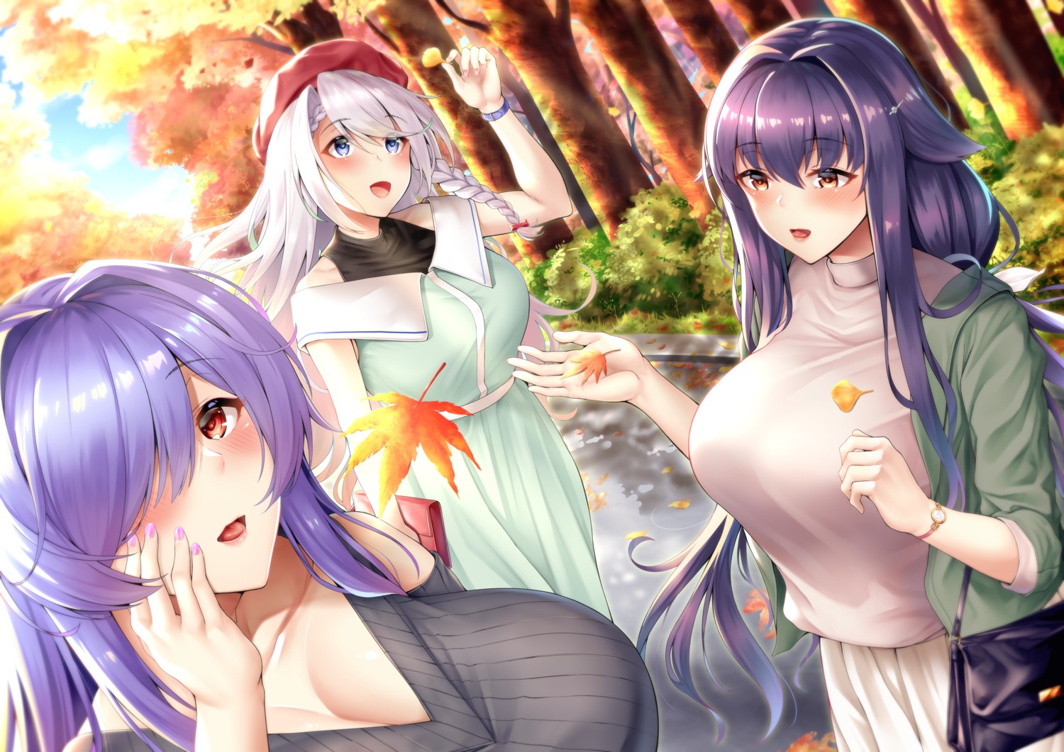 3104_(3104milkshake), azuma_(azur_lane), azur_lane, cleavage, sweater, trento_(azur_lane), vestal_(azur_lane)