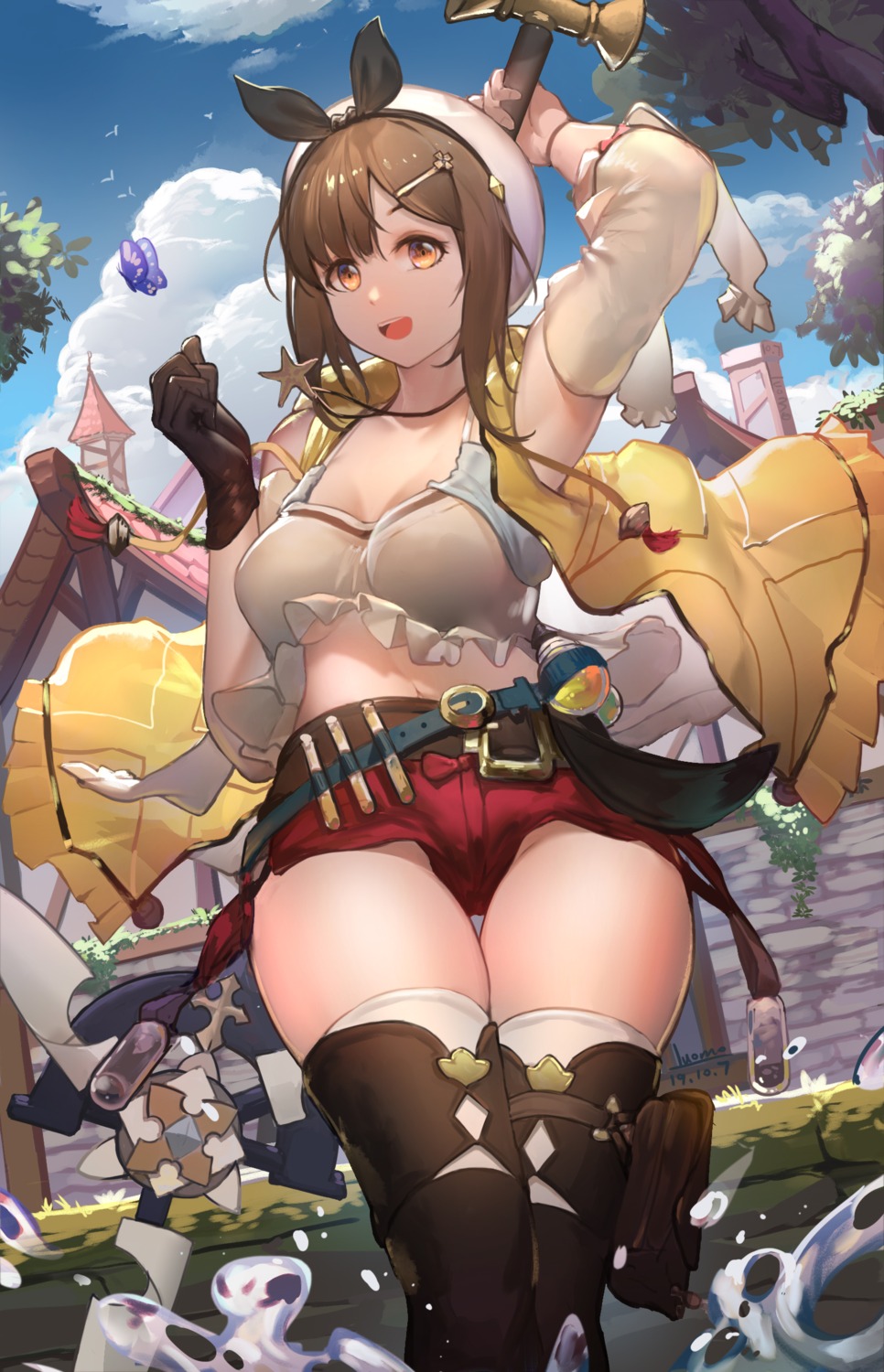 atelier, atelier_ryza, cleavage, luomo, reisalin_stout, thighhighs, weapon