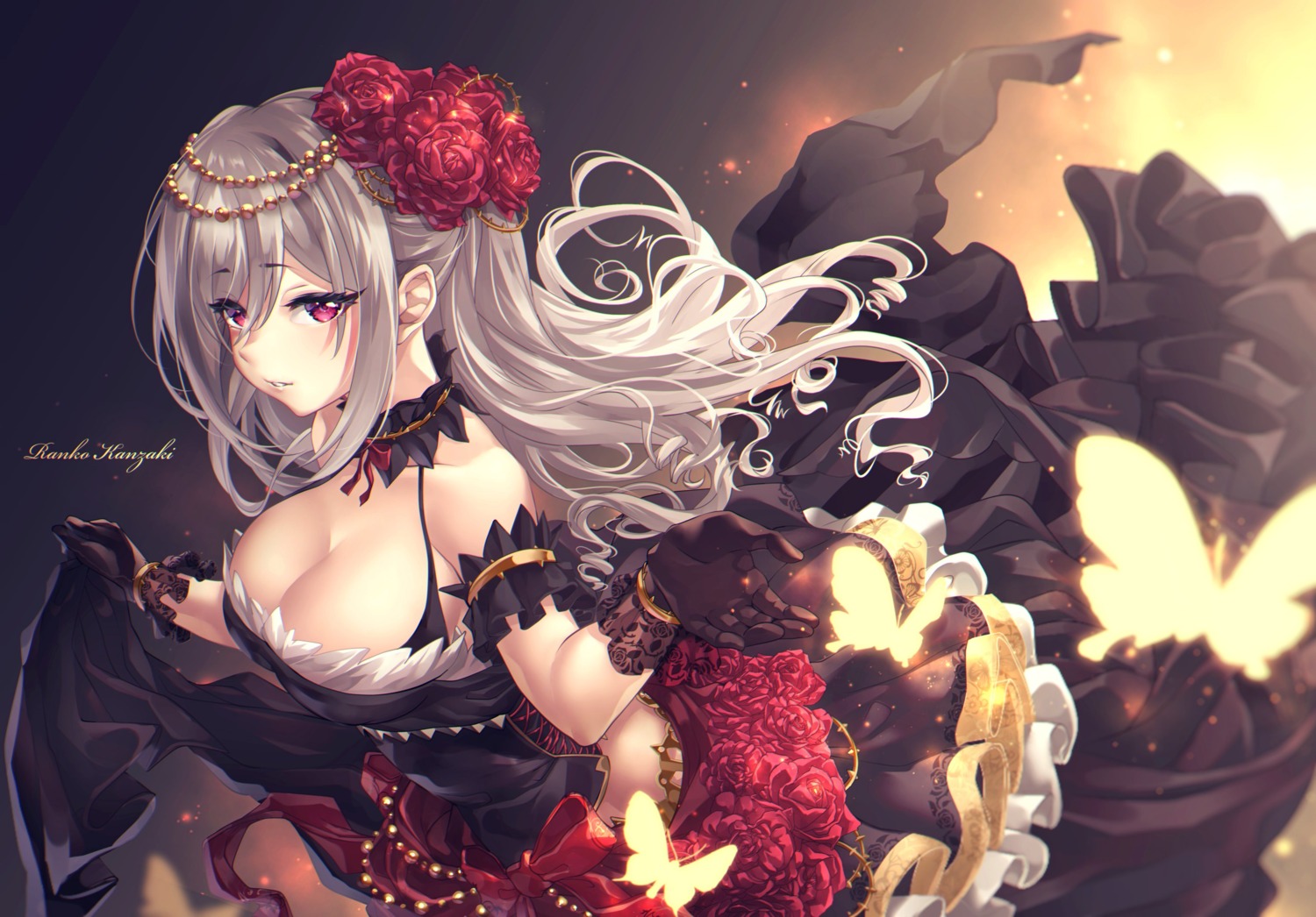 bra, cleavage, dress, kanzaki_ranko, shashaki, skirt_lift, the_idolm@ster, the_idolm@ster_cinderella_girls