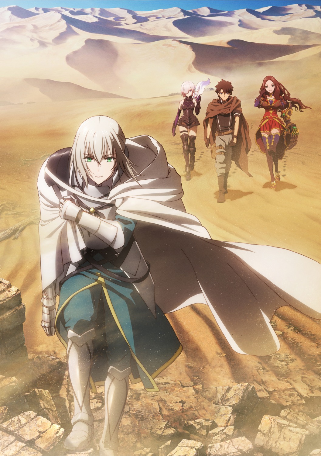 armor, bedivere_(fate), cath_palug_(fate), dress, fate/grand_order, fujimaru_ritsuka_(male), garter, leonardo_da_vinci_(fate)