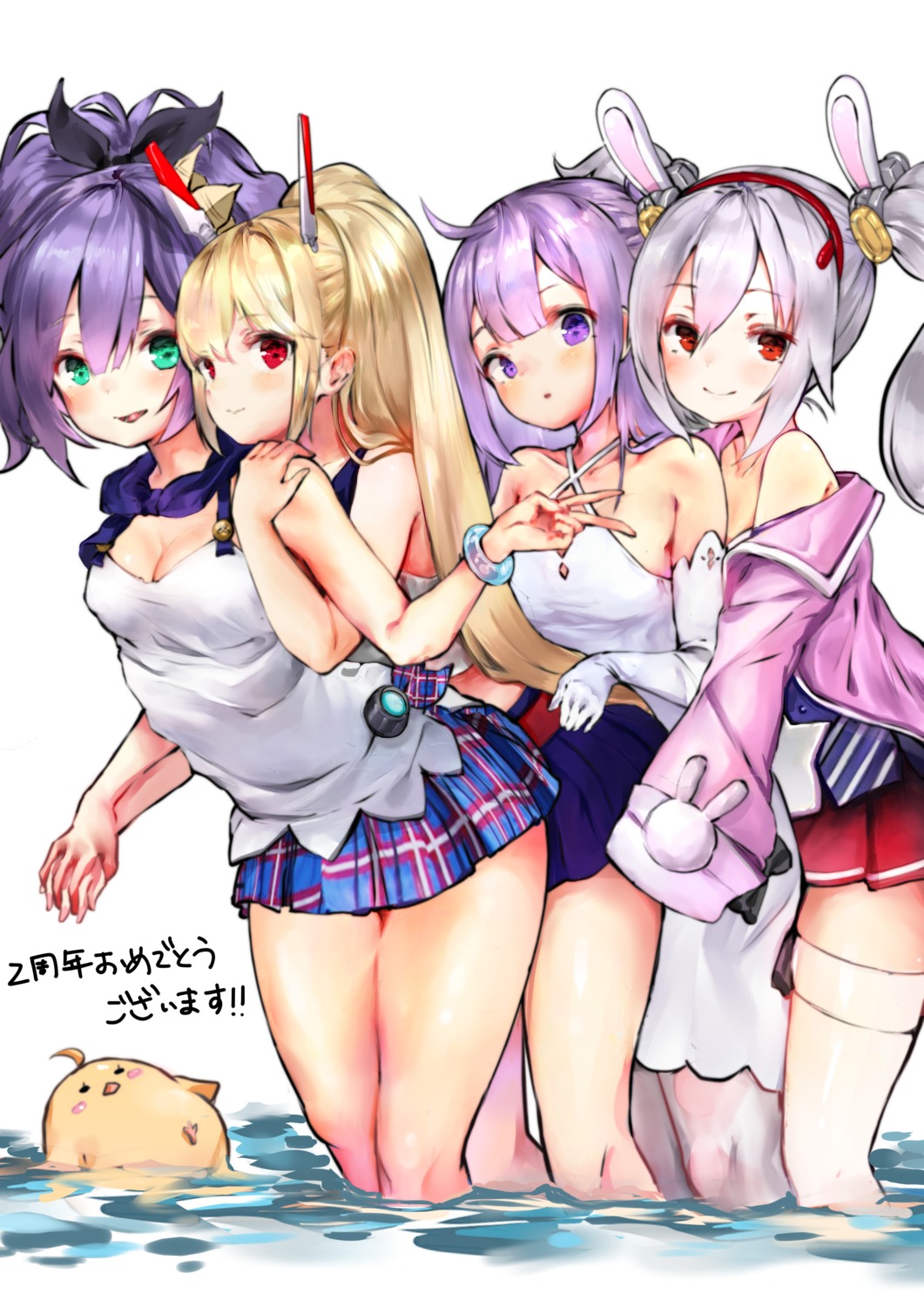 animal_ears, ayanami_(azur_lane), azur_lane, bunny_ears, cleavage, javelin_(azur_lane), laffey_(azur_lane), manjuu_(azur_lane)