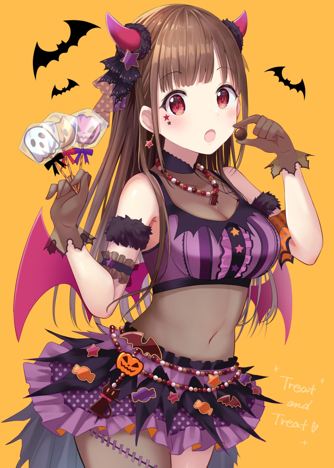 artist_revision, cleavage, halloween, horns, see_through, sonoda_chiyoko, the_idolm@ster, the_idolm@ster_shiny_colors