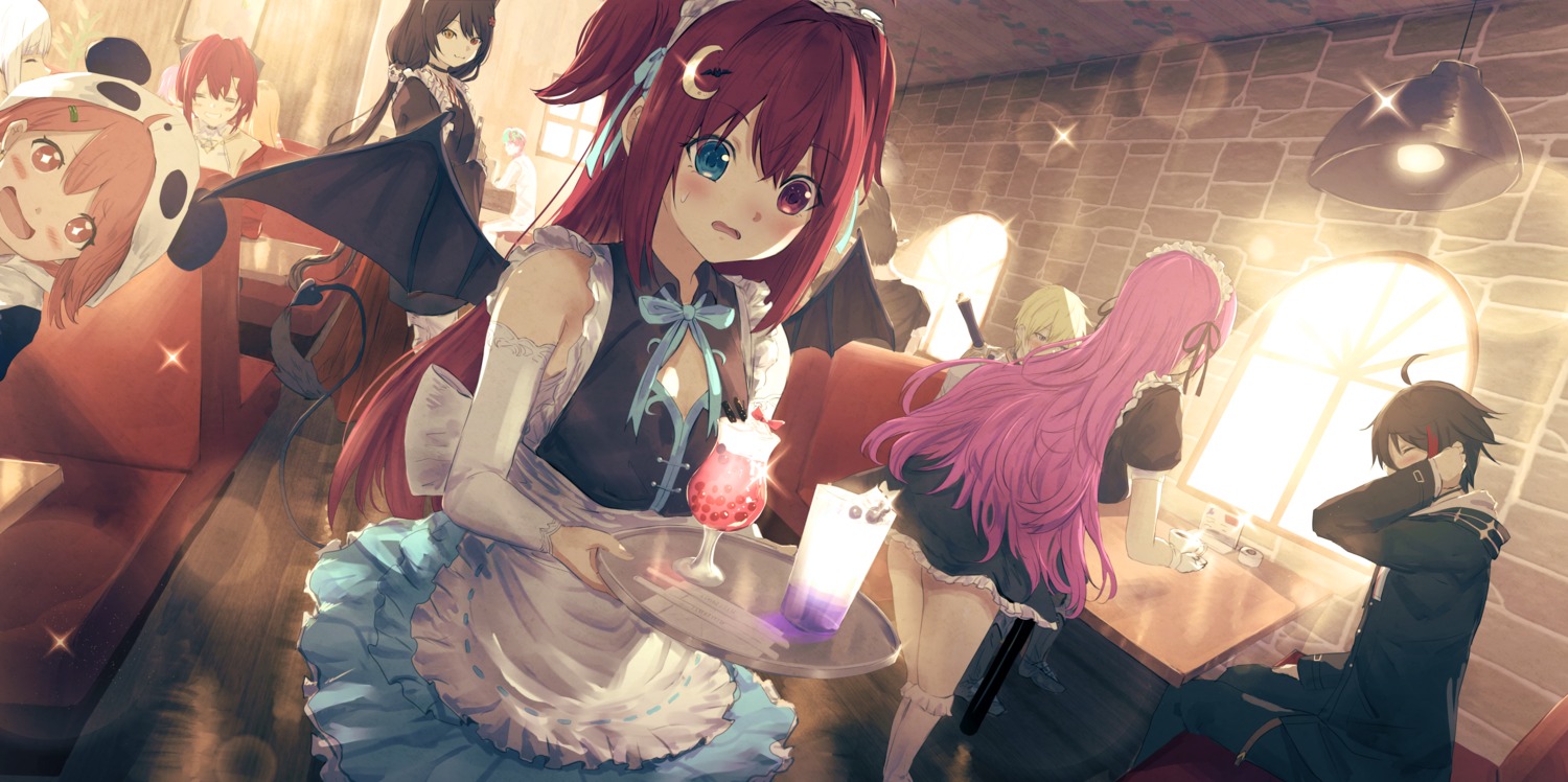 aizono_manami, ange_katrina, animal_ears, cleavage, heterochromia, inui_toko, kumamoto_nomii-kun, maid