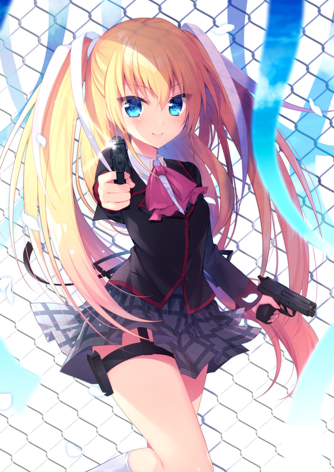 garter, gun, little_busters!, seifuku, tagme, tokido_saya