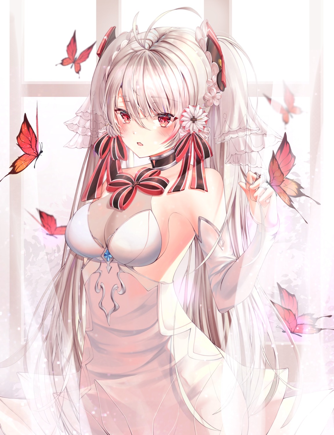 azur_lane, dress, lujang_(fudge), no_bra, prinz_eugen_(azur_lane), see_through, wedding_dress