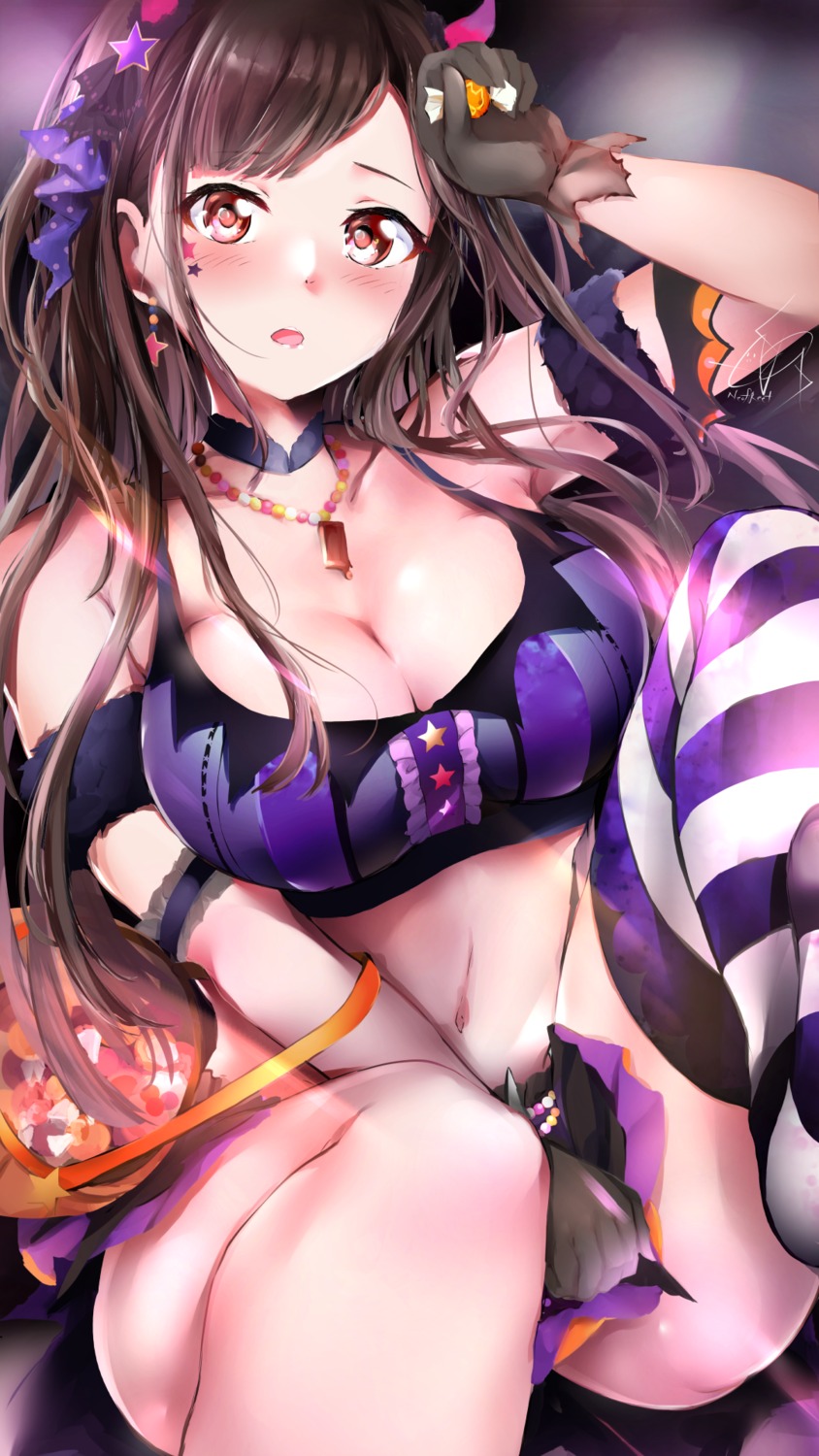 cleavage, halloween, neofreet, sonoda_chiyoko, the_idolm@ster, the_idolm@ster_shiny_colors, thighhighs