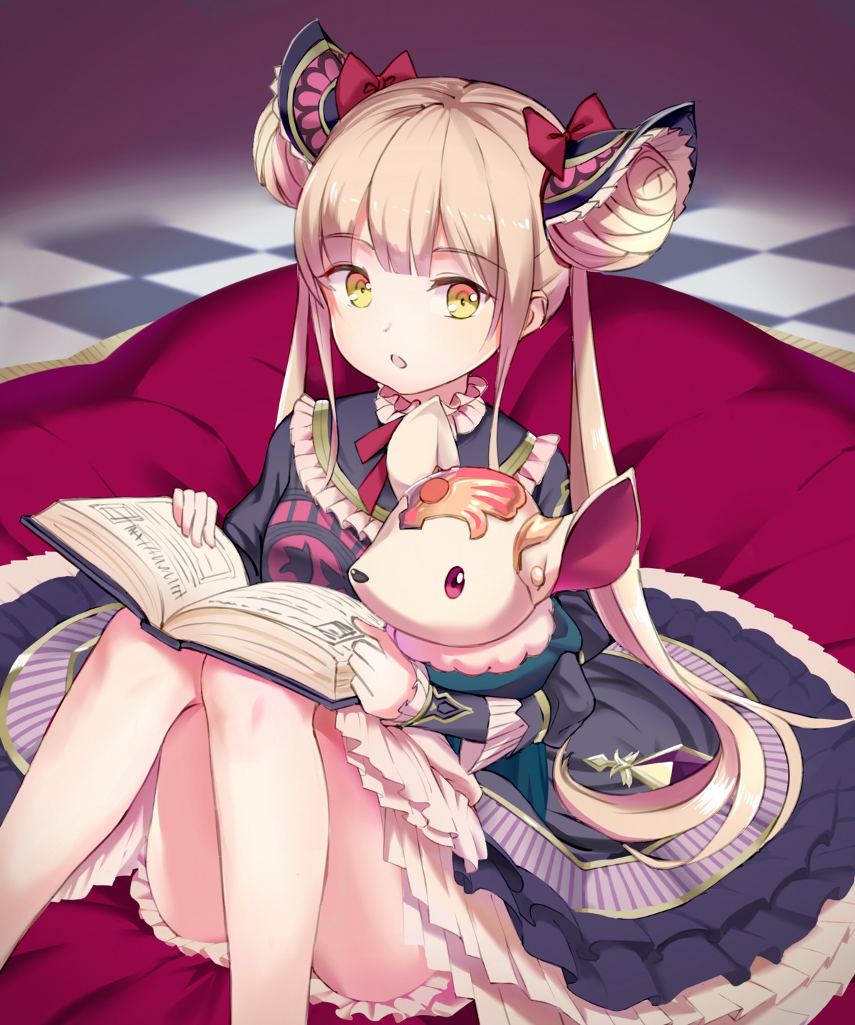 bloomers, dress, gothic_lolita, lolita_fashion, luna_(shadowverse), shadowverse, skirt_lift, wan_(calvin840203)
