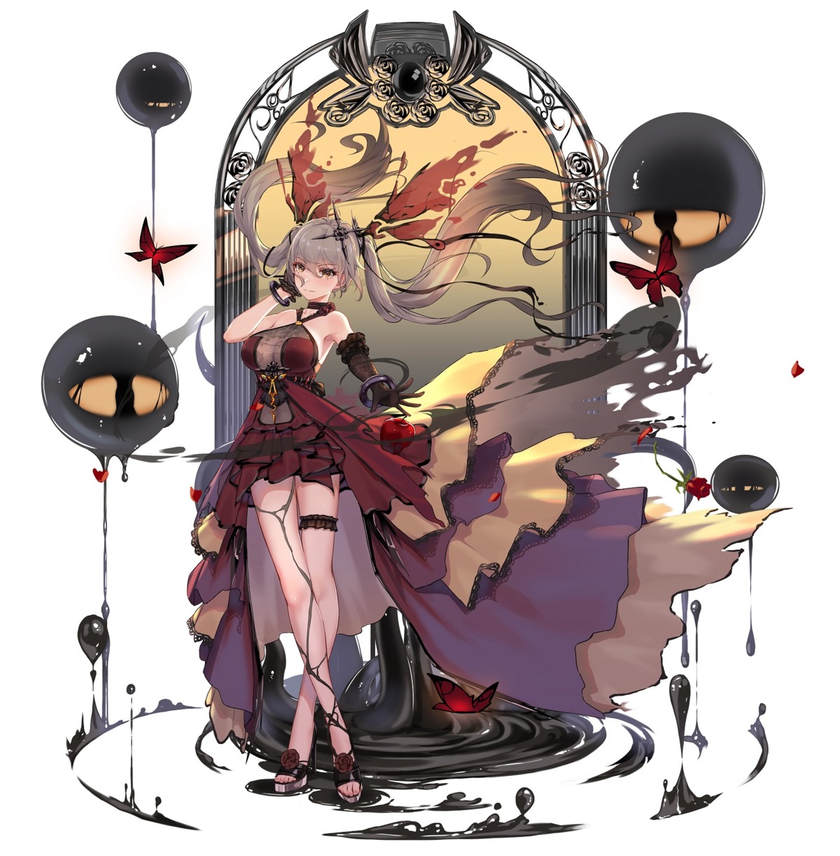 ark_order, cleavage, dress, garter, heels, no_bra, see_through, you_ni_ge_shaobing