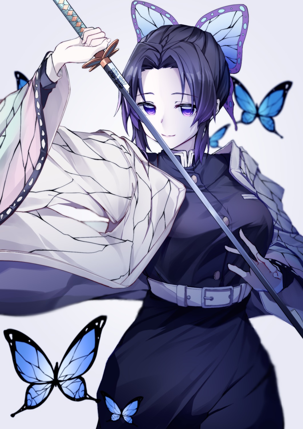 iumi_urura, japanese_clothes, kimetsu_no_yaiba, kochou_shinobu, sword, uniform
