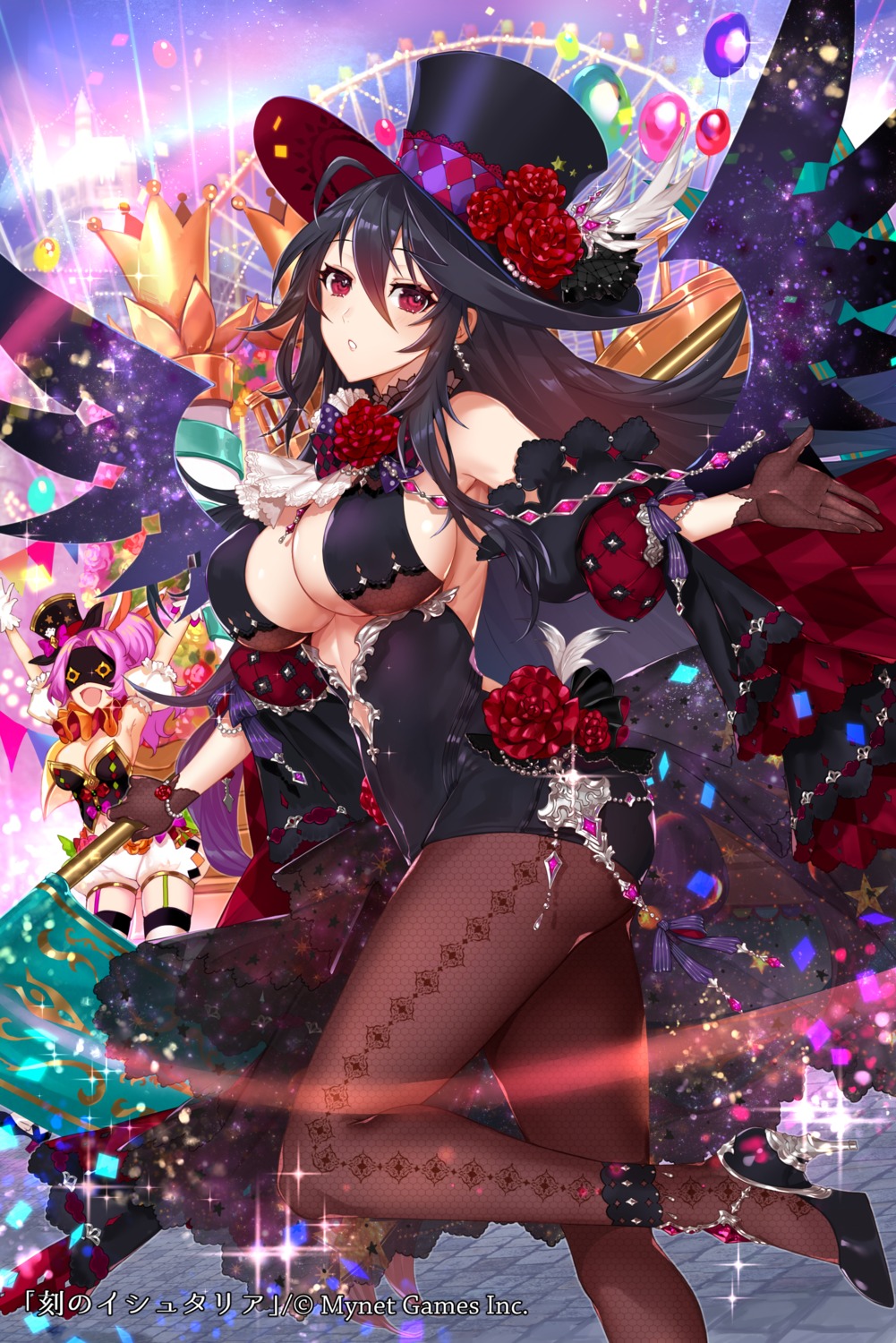 apt, bloomers, cleavage, fishnets, heels, koku_no_ishtaria, no_bra, pantyhose, stockings, thighhighs, wings