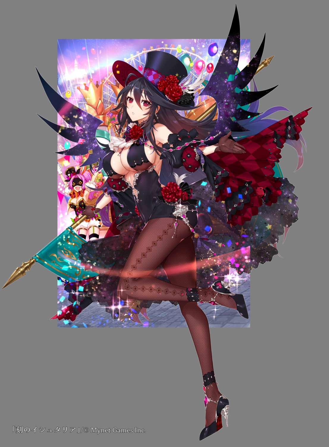 apt, bloomers, cleavage, fishnets, heels, koku_no_ishtaria, no_bra, pantyhose