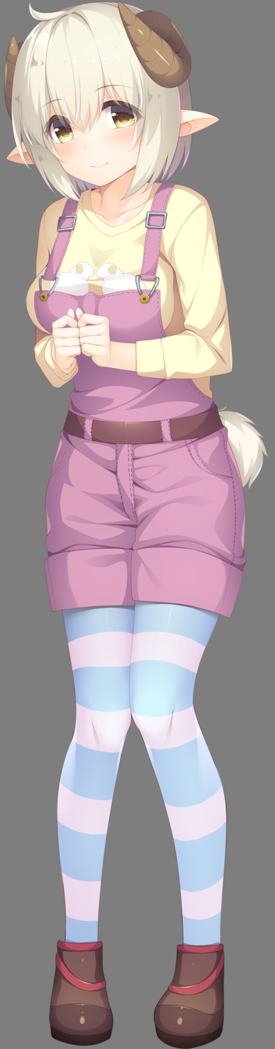 animal_ears, breast_hold, bygo-1, dessert_soft, horns, kamisama_no_shippo_~etogami-sama_tachi_no_ongaeshi~, overalls, sayuri_(kamisama_no_shippo_~etogami-sama_tachi_no_ongaeshi~)