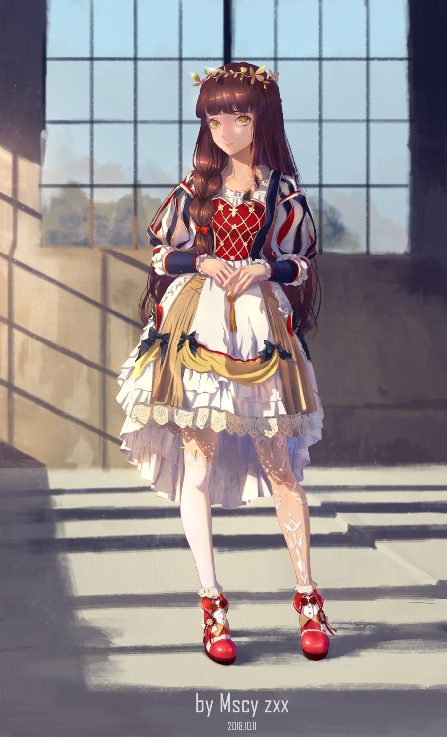 dress, miyama_tsubaki_me, thighhighs, watermark
