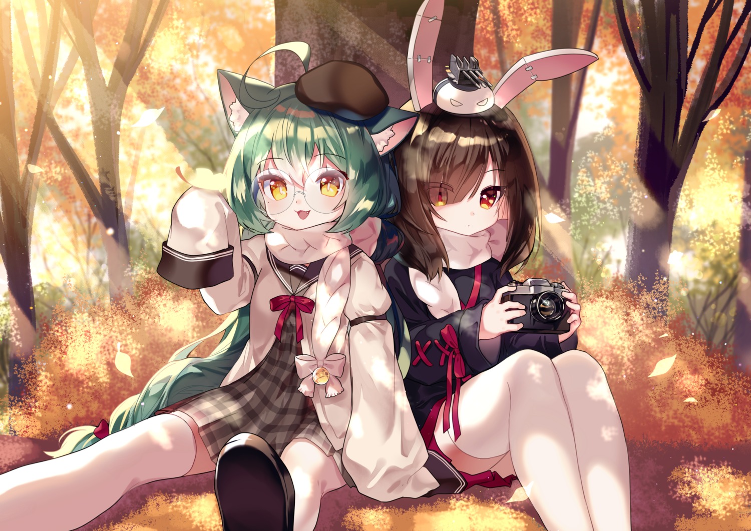 akashi_(azur_lane), animal_ears, azur_lane, bunny_ears, mechuragi, megane, nekomimi, seifuku