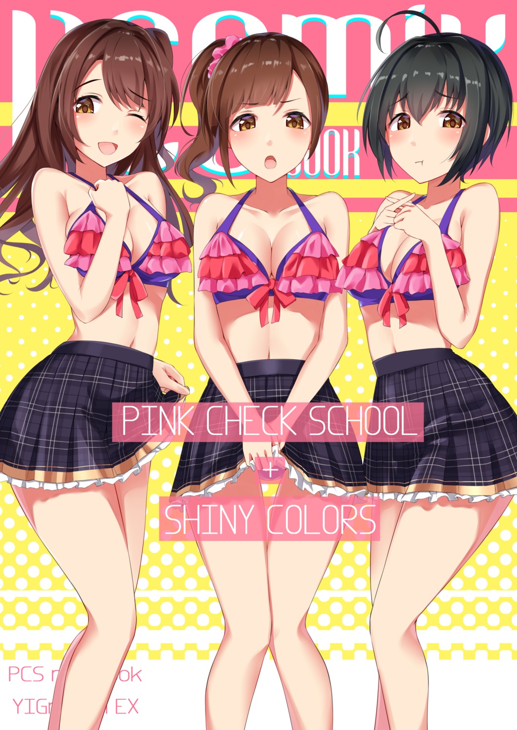 bikini_top, breast_hold, cleavage, igarashi_kyouko, kohinata_miho, shimamura_uzuki, swimsuits, the_idolm@ster