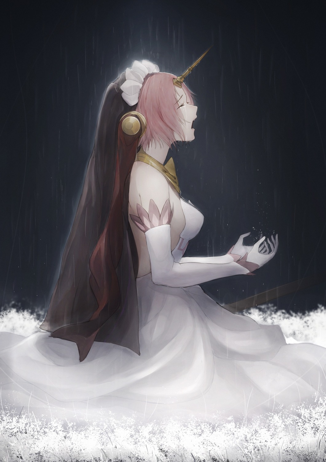 dress, fate/grand_order, frankenstein's_monster_(fate), horns, marumoru, wet