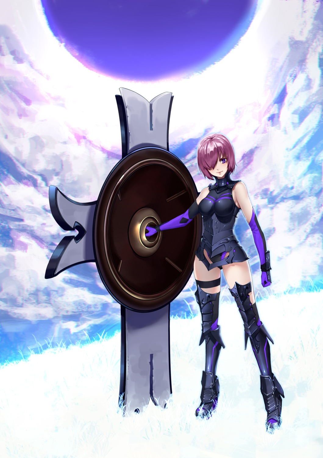 armor, fate/grand_order, garter, heels, leotard, madara, mash_kyrielight, thighhighs